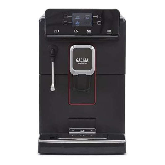 Black Gaggia coffee machine on a white background