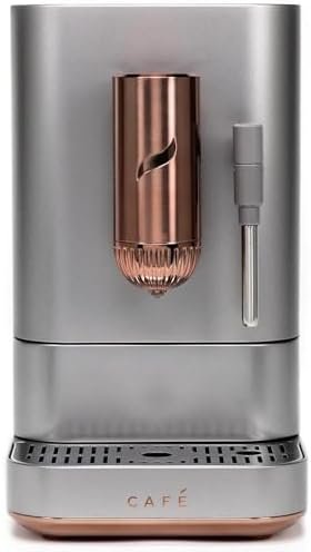Café Affetto Automatic Espresso Machine + Milk Frother | Built-In & Adjustable Espresso Bean Grinder | One-Touch Brew in 90 Seconds | Steel Silver, 1.2 Liter, (C7CEBBS2RS3) Nibeza Style