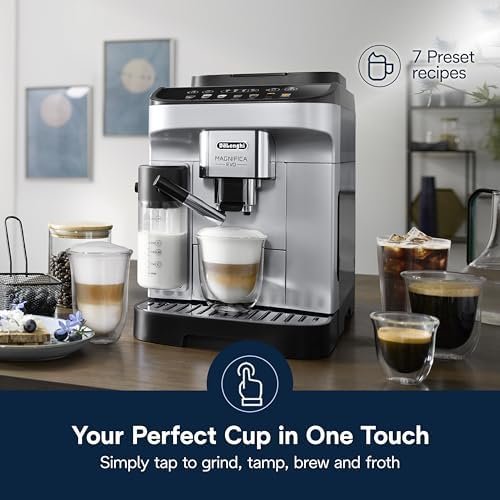 De’Longhi Magnifica Evo Automatic Espresso & Coffee Machine with Auto Milk Frother, Built-in Grinder & Auto-Clean Function – For Latte, Cappuccino, Americano, Iced Coffee, ECAM29084SB , Silver Nibeza Style