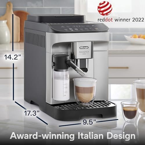 De’Longhi Magnifica Evo Automatic Espresso & Coffee Machine with Auto Milk Frother, Built-in Grinder & Auto-Clean Function – For Latte, Cappuccino, Americano, Iced Coffee, ECAM29084SB , Silver Nibeza Style