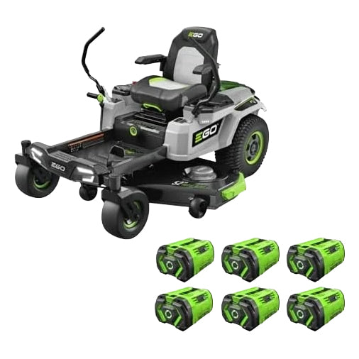 EGO Power+ Electric Riding Lawn Mower, 52″ Deck with Zero Turn Radius, Includes (6) 56V 12.0Ah Batteries and Charger – ZT5207L Nibeza Style