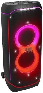 JBL Partybox Ultimate – Multi Purpose Party Speaker, with Wi-fi & Bluetooth Connectivity, Wireless, Lightshow, IPx4 Slashproof, Dual Mic & Guitar Inputs, Handle & Sturdy Wheels, Black Nibeza Style