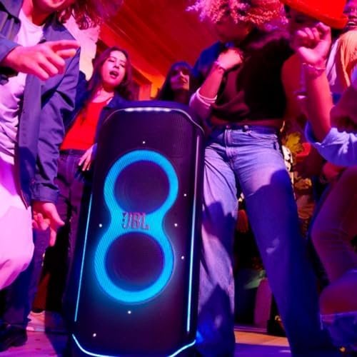 JBL Partybox Ultimate – Multi Purpose Party Speaker, with Wi-fi & Bluetooth Connectivity, Wireless, Lightshow, IPx4 Slashproof, Dual Mic & Guitar Inputs, Handle & Sturdy Wheels, Black Nibeza Style
