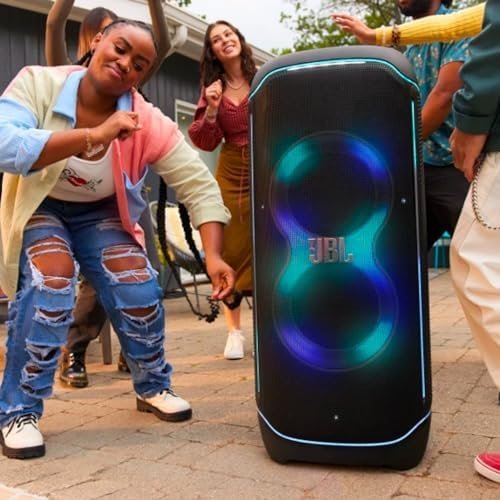 JBL Partybox Ultimate – Multi Purpose Party Speaker, with Wi-fi & Bluetooth Connectivity, Wireless, Lightshow, IPx4 Slashproof, Dual Mic & Guitar Inputs, Handle & Sturdy Wheels, Black Nibeza Style