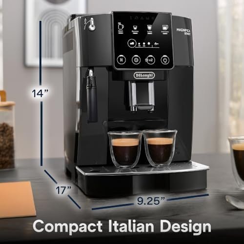 De’Longhi Magnifica Start Automatic Espresso Machine with Manual Milk Frother & Built in Grinder – 3 One-Touch Recipes, Easy-to-Clean, Home Barista Coffee Maker for Lattes, Cappuccino, Iced Coffee Nibeza Style