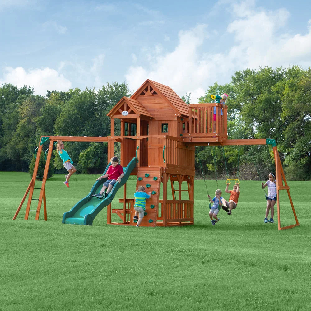 Backyard Discovery Skyfort II Cedar Wood Swing Set Nibeza Style