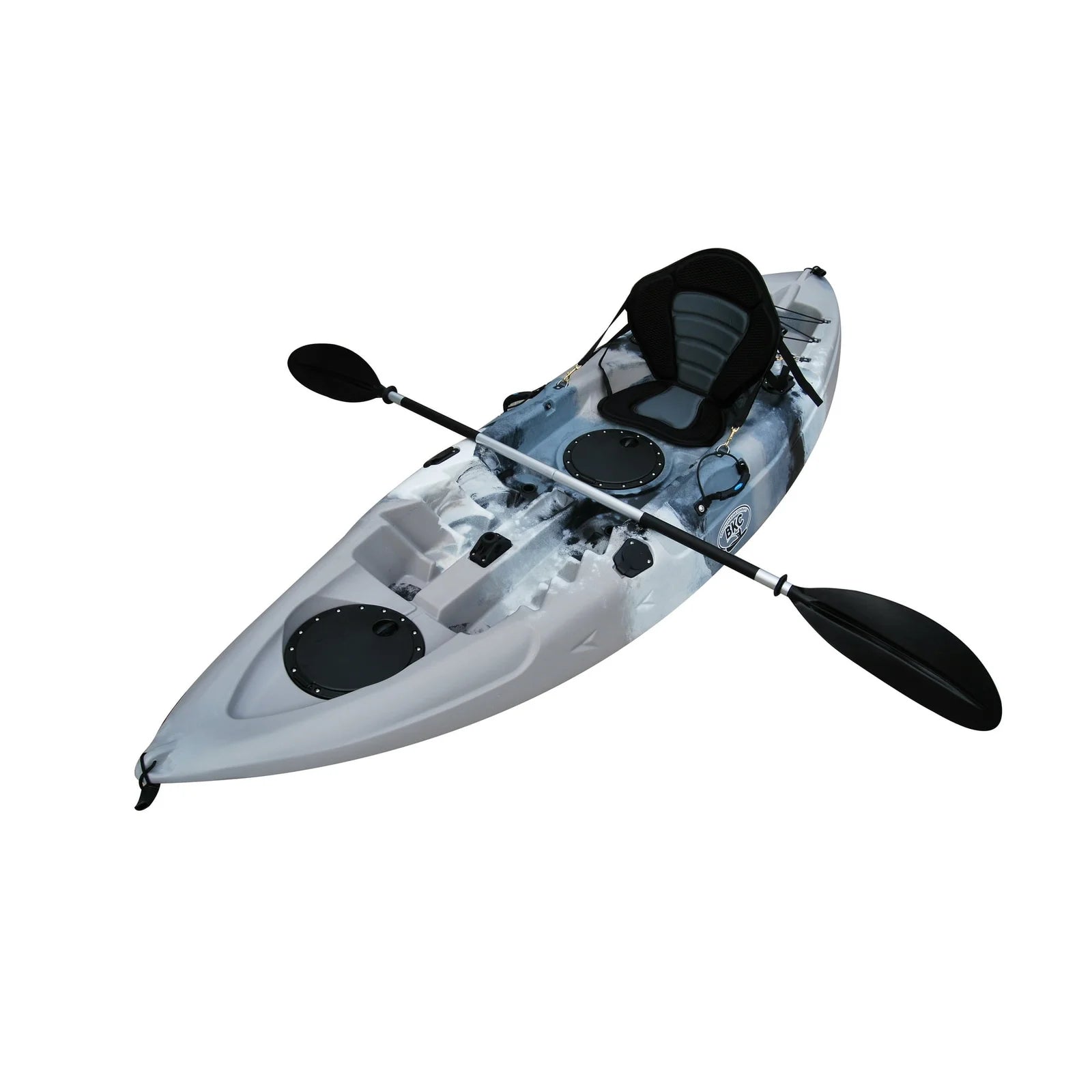 Brooklyn Kayak UH-FK184-GRY 9 ft. 2 in. Sit on Top Single Fishing Kayak Seat And Paddle – Grey Camo Nibeza Style