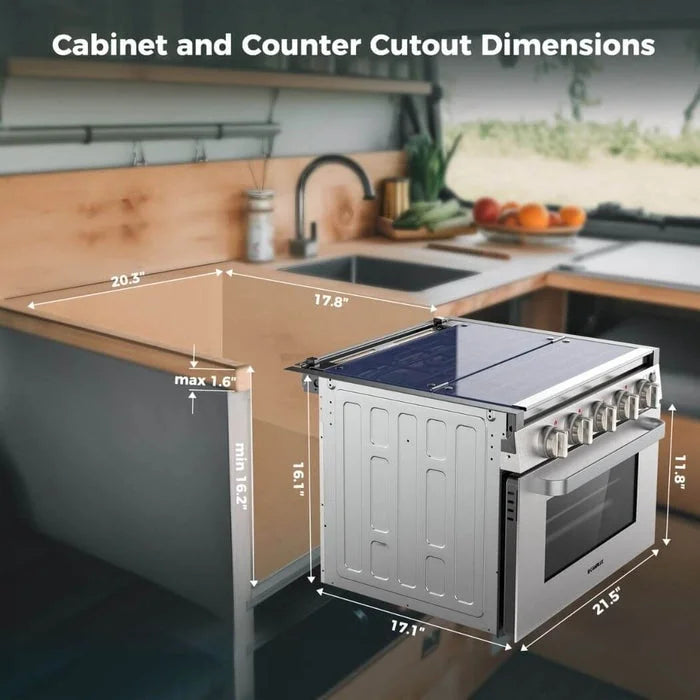 Camplux 17″ RV Oven with 3 Burners Cooktop Nibeza Style