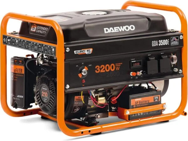 Daewoo GDA 3500E 2800W 18L Petrol Generator Black, Orange Nibeza Style