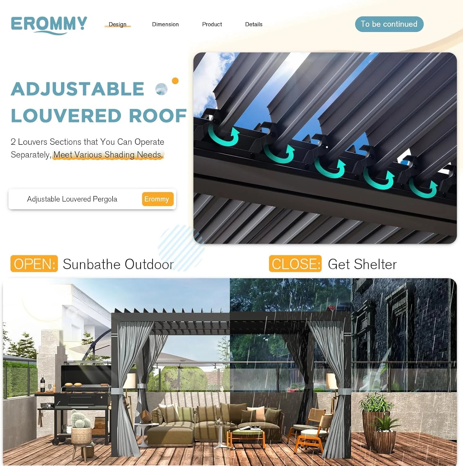 EROMMY 10 ft. W x 10 ft. D Outdoor Louvered Pergola Nibeza Style