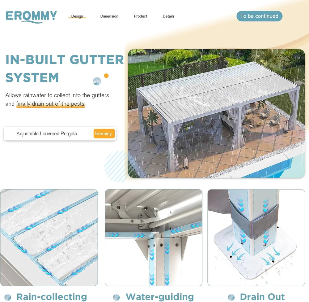 EROMMY 12’x24′ Outdoor Louvered Pergola Gazebo Nibeza Style