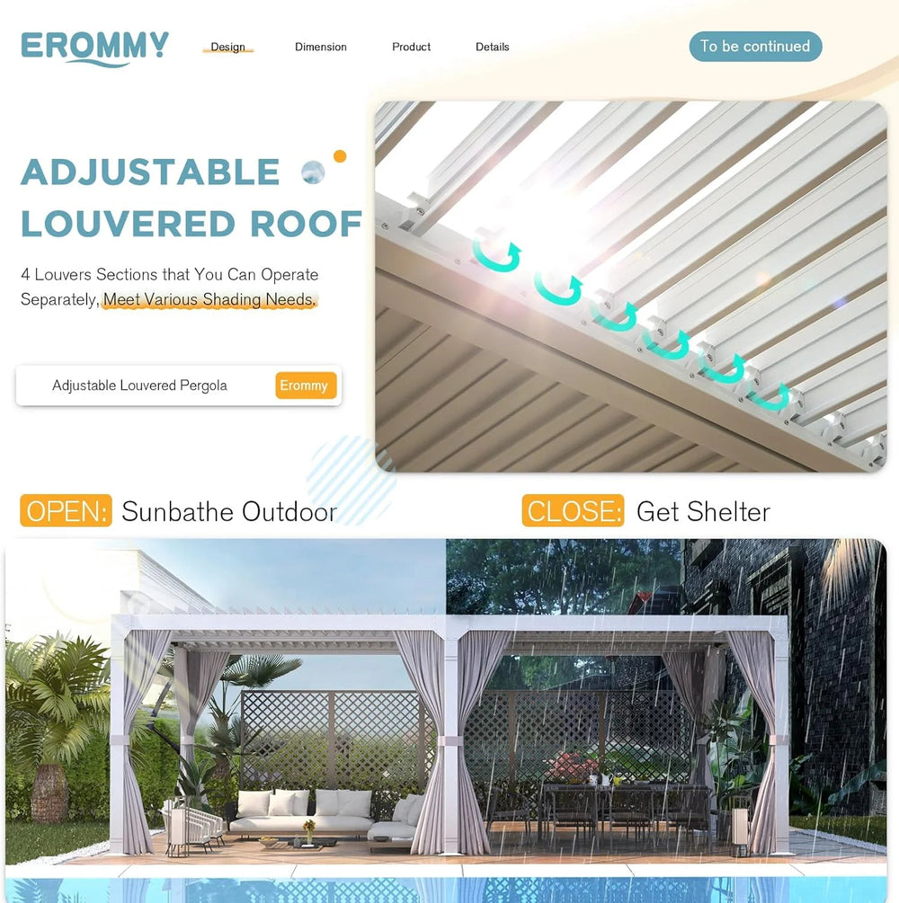 EROMMY 12’x24′ Outdoor Louvered Pergola Gazebo Nibeza Style