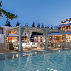 Erommy Outdoor Louvered Pergola Gazebo with Adjustable Aluminum Rainproof Roof Nibeza Style