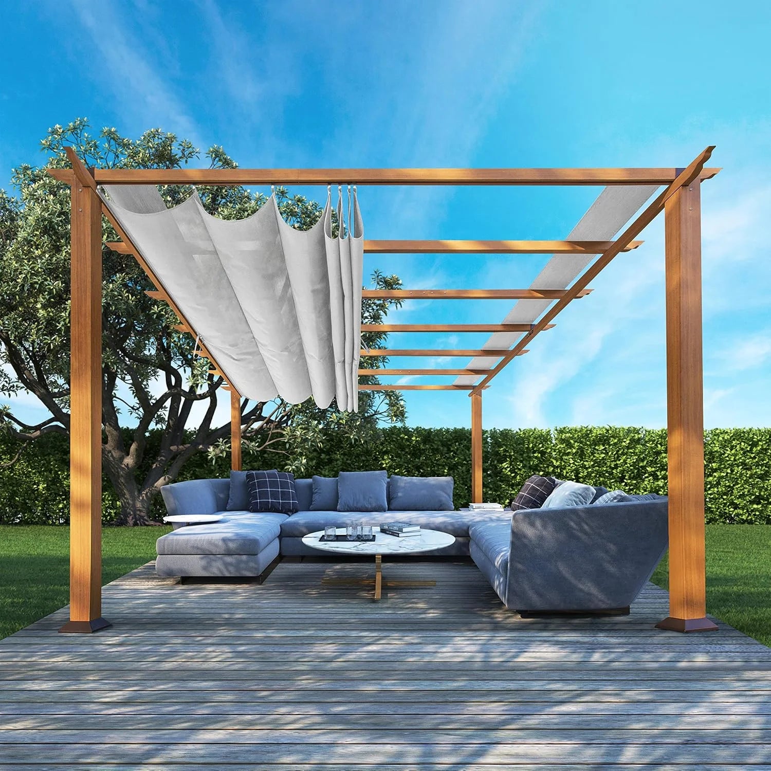 Florence Aluminum Pergola with Canopy Paragon Outdoor Nibeza Style