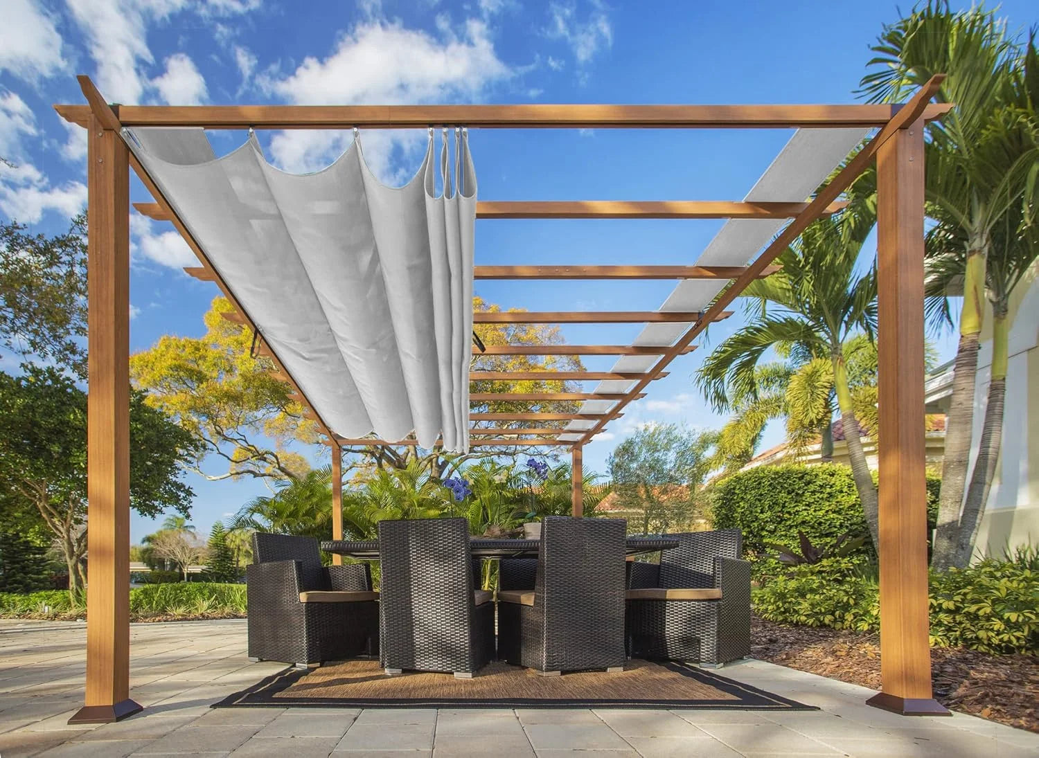 Florence Aluminum Pergola with Canopy Paragon Outdoor Nibeza Style