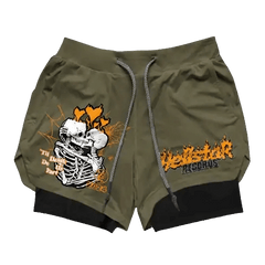 Green Print Gym Shorts-NIBEZA Apparels-Nibeza Style