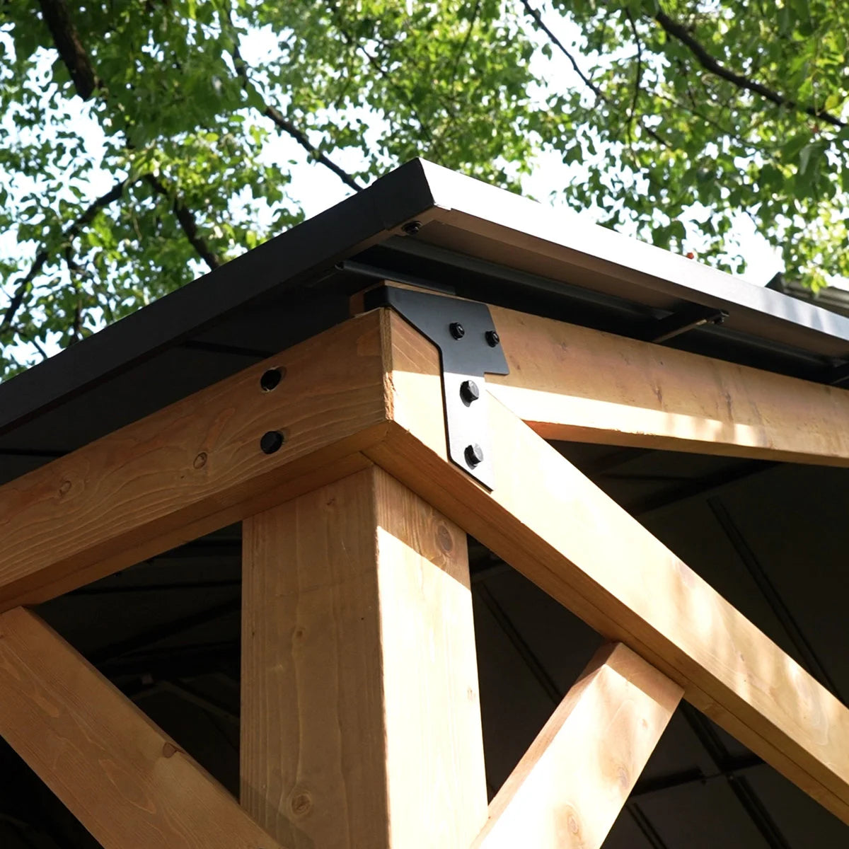 JOYSIDE 15 ft. x 13 ft. Solid Cedar Wood Outdoor Patio Hardtop Gazebo Nibeza Style