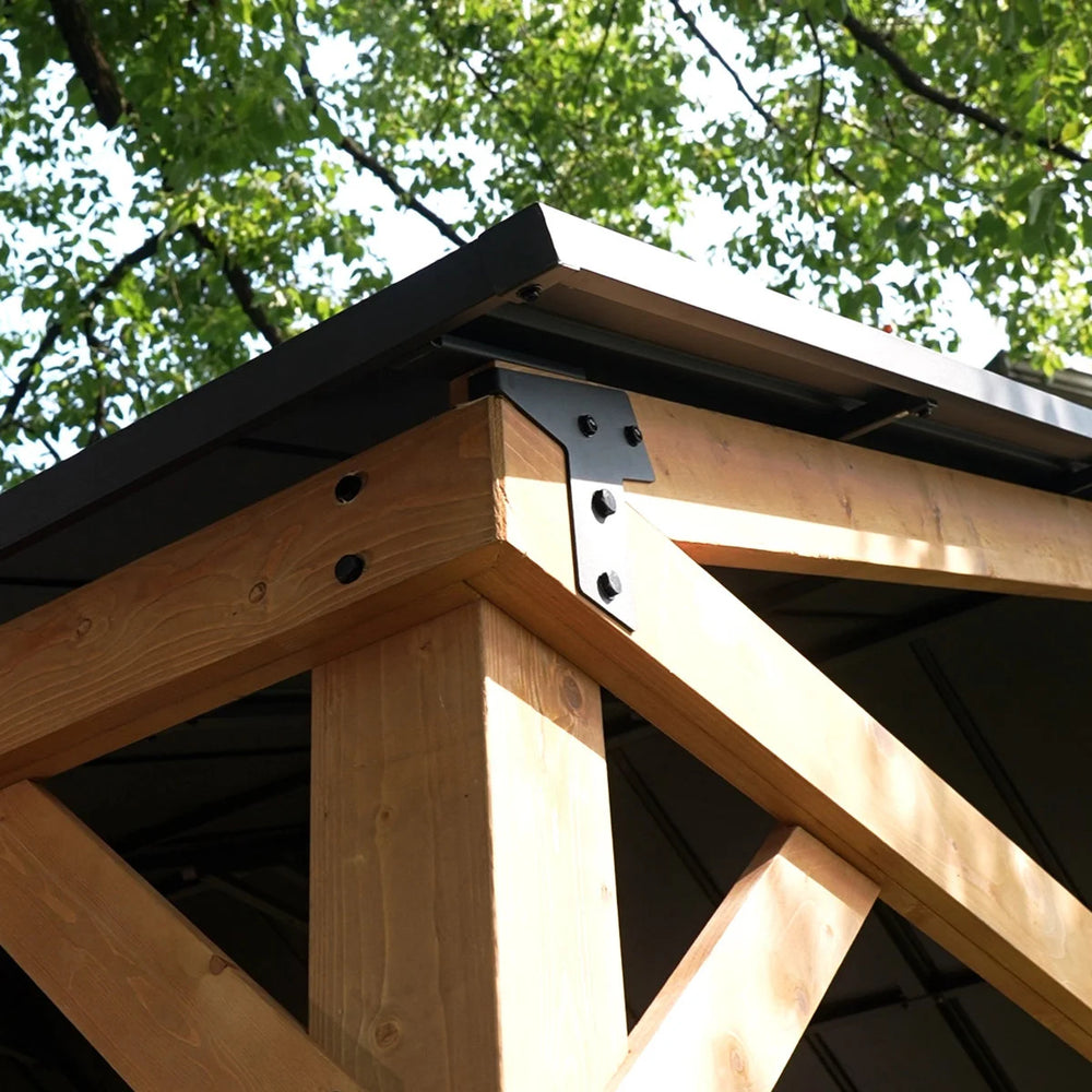 JOYSIDE 15 ft. x 13 ft. Solid Cedar Wood Outdoor Patio Hardtop Gazebo Nibeza Style