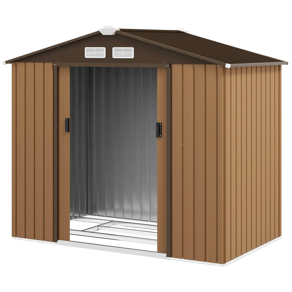 Outsunny 2 x 1 m Steel Shed Outdoor Garden Shed Large Patio Roofed Tool Metal Storage Building Foundation Sheds Nibeza Style