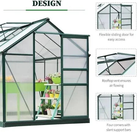 OutSunny Outdoor Greenhouse Waterproof Dark Green 2520 mm x 1900 mm x 2010 mm Nibeza Style