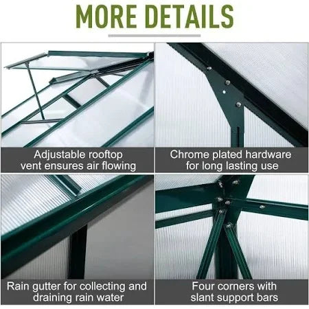 OutSunny Outdoor Greenhouse Waterproof Dark Green 2520 mm x 1900 mm x 2010 mm Nibeza Style