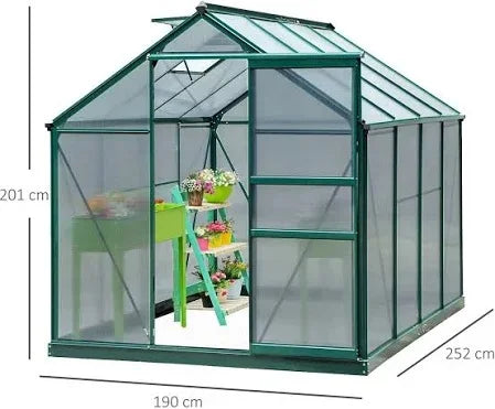 OutSunny Outdoor Greenhouse Waterproof Dark Green 2520 mm x 1900 mm x 2010 mm Nibeza Style