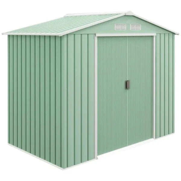 Outsunny 7ft x 4ft Lockable Garden Metal Storage Shed Large Patio Roofed Tool Storage Building Foundation Sheds Box Nibeza Style