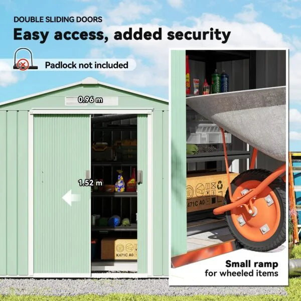 Outsunny 7ft x 4ft Lockable Garden Metal Storage Shed Large Patio Roofed Tool Storage Building Foundation Sheds Box Nibeza Style