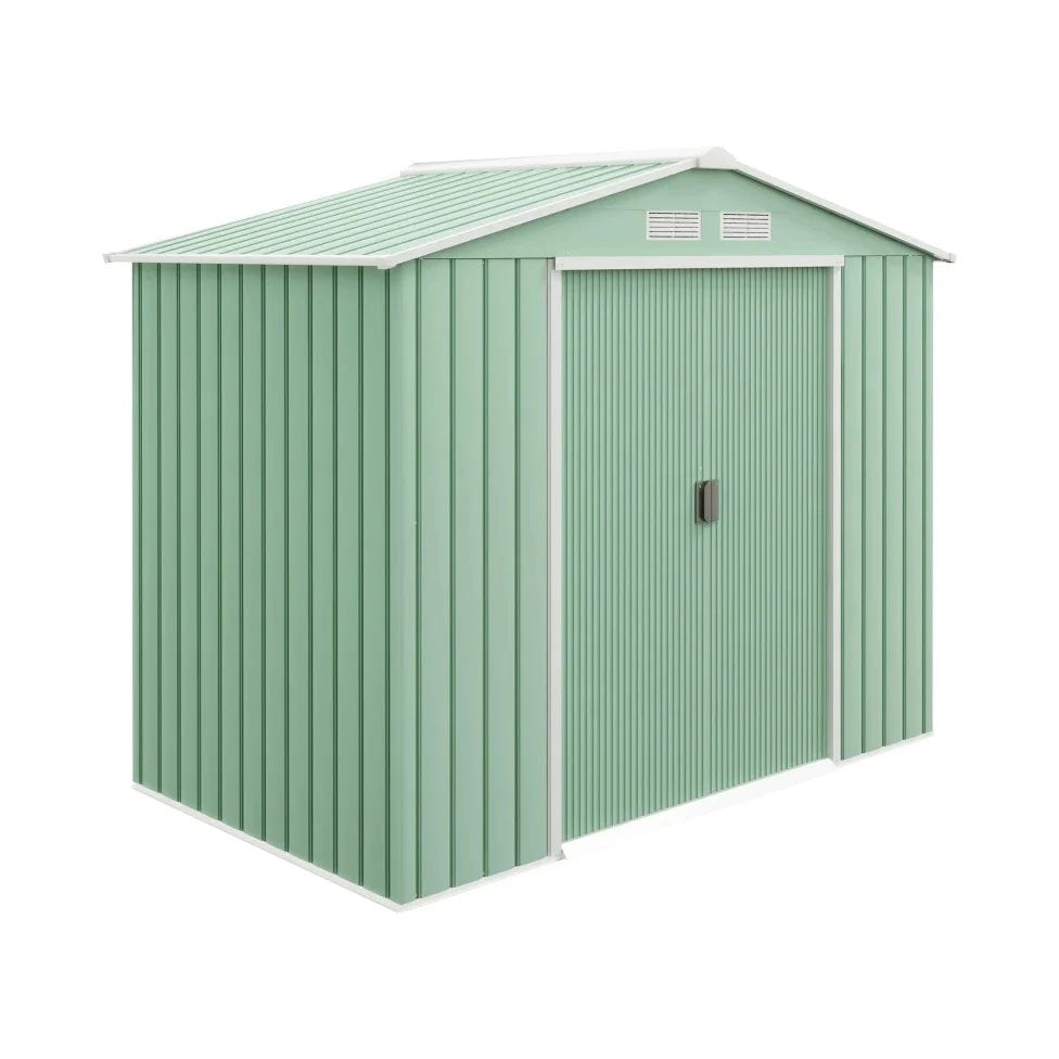 Outsunny 7ft x 4ft Lockable Garden Metal Storage Shed Large Patio Roofed Tool Storage Building Foundation Sheds Box Nibeza Style