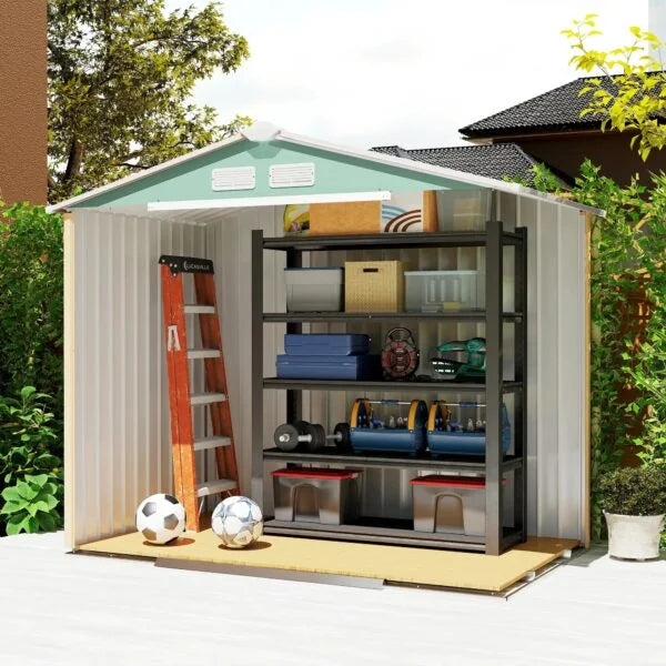 Outsunny 7ft x 4ft Lockable Garden Metal Storage Shed Large Patio Roofed Tool Storage Building Foundation Sheds Box Nibeza Style