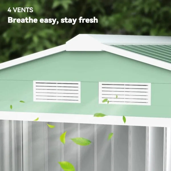 Outsunny 7ft x 4ft Lockable Garden Metal Storage Shed Large Patio Roofed Tool Storage Building Foundation Sheds Box Nibeza Style