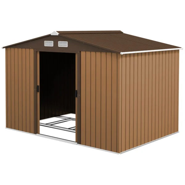 Outsunny 9 x 6FT Outdoor Garden Roofed Metal Storage Shed Nibeza Style