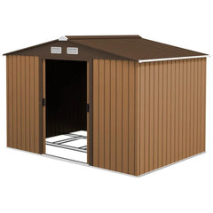Outsunny 9 x 6FT Outdoor Garden Roofed Metal Storage Shed Nibeza Style
