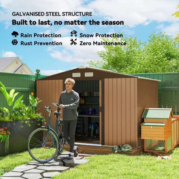 Outsunny 9 x 6FT Outdoor Garden Roofed Metal Storage Shed Nibeza Style