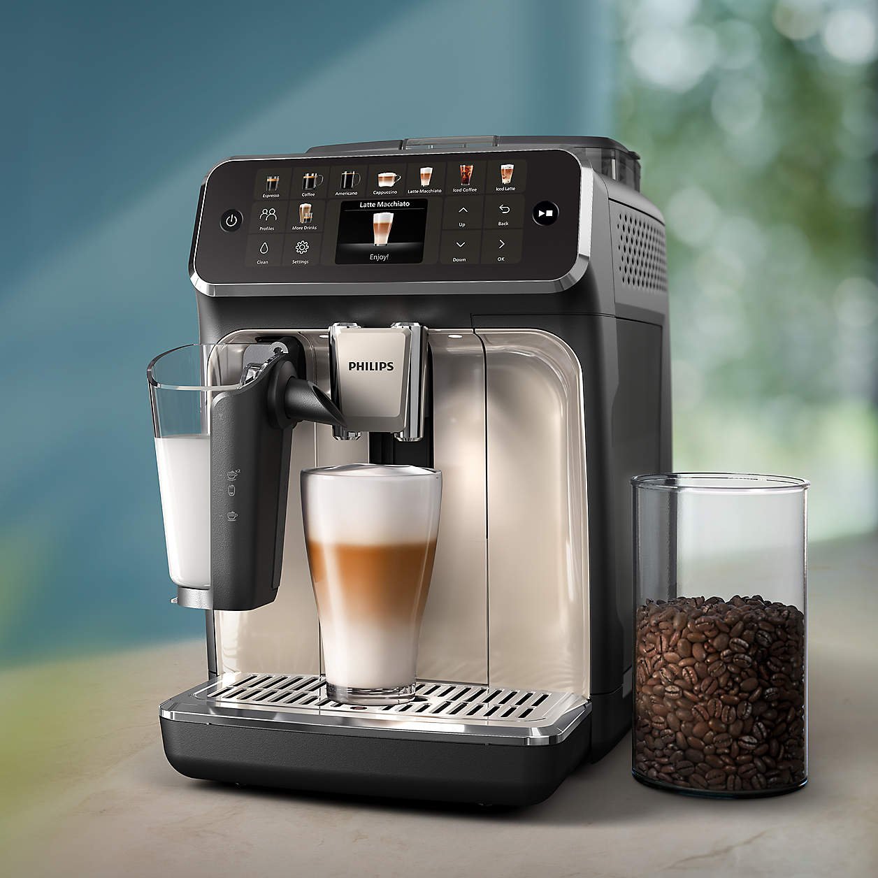 Philips 5500 Series Fully-Automatic Espresso Machine with LatteGo & Iced Coffee Nibeza Style