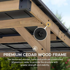 SUNJOY 10 ft. x 12 ft. Matte Black Cedar Framed Wooden Gazebo Nibeza Style