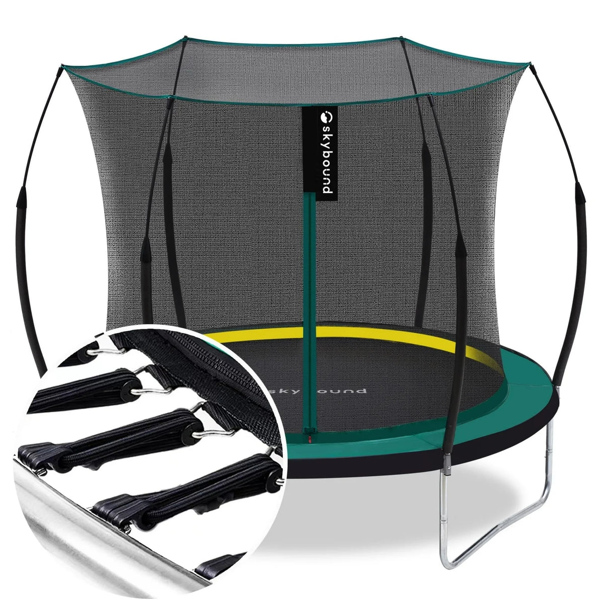 SkyBound 6ft outdoor Trampoline without springs, toddler springless trampoline with net for Kids and Adults, springless Trampoline with Enclosure for Backyard Indoor and Outdoor Nibeza Style
