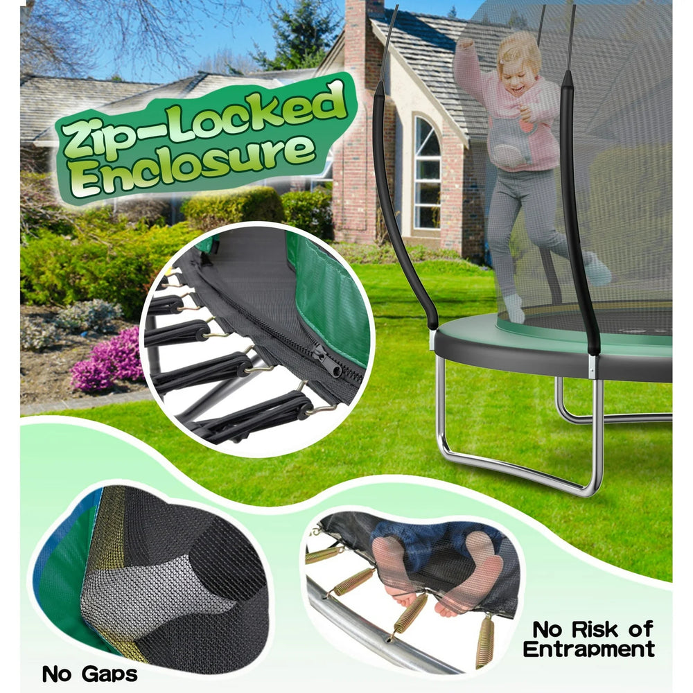 SkyBound 6ft outdoor Trampoline without springs, toddler springless trampoline with net for Kids and Adults, springless Trampoline with Enclosure for Backyard Indoor and Outdoor Nibeza Style