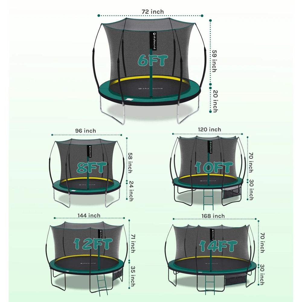 SkyBound 6ft outdoor Trampoline without springs, toddler springless trampoline with net for Kids and Adults, springless Trampoline with Enclosure for Backyard Indoor and Outdoor Nibeza Style