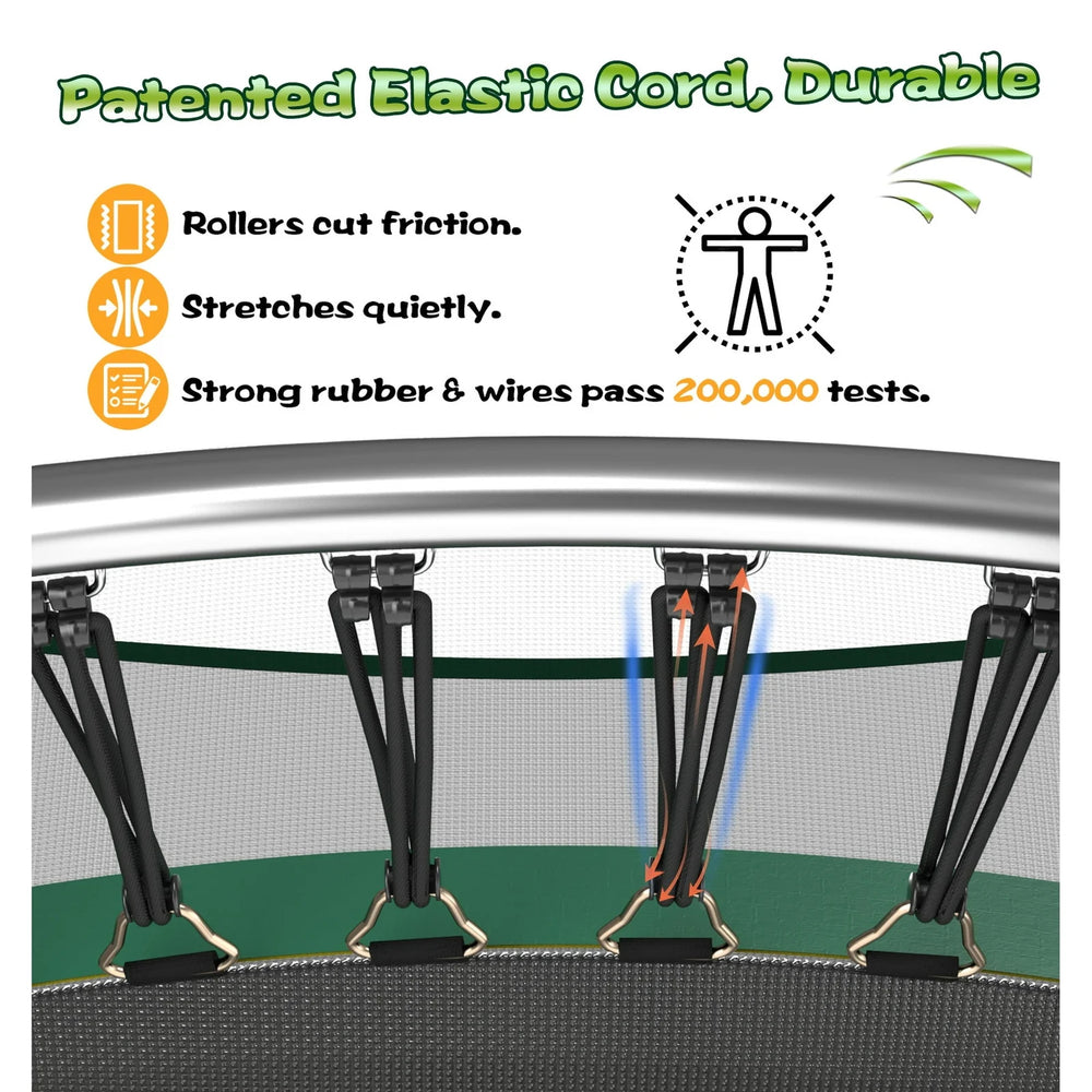 SkyBound 6ft outdoor Trampoline without springs, toddler springless trampoline with net for Kids and Adults, springless Trampoline with Enclosure for Backyard Indoor and Outdoor Nibeza Style