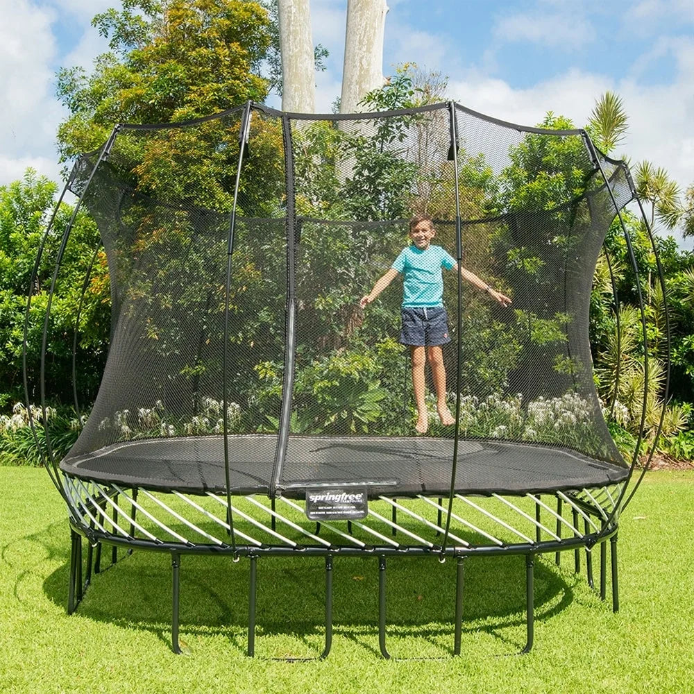 Springfree Kids 11 ft. Outdoor Large Square Trampoline with Enclosure Nibeza Style