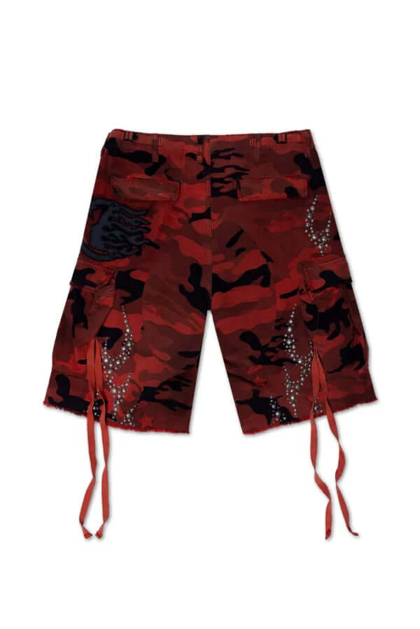 Studded Cargo Shorts Red-NIBEZA Apparels-Nibeza Style