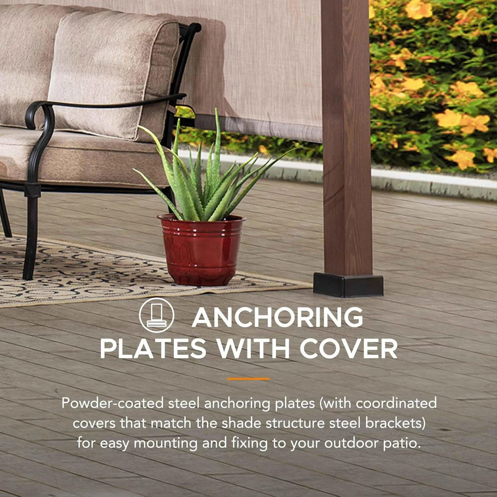 Sunjoy 11 x 11 ft Metal Pergola with Adjustable Tan Garden Shade Nibeza Style