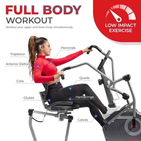 Sunny Health & Fitness Comfy Recumbent Cross Trainer Recumbent Elliptical Bike Nibeza Style