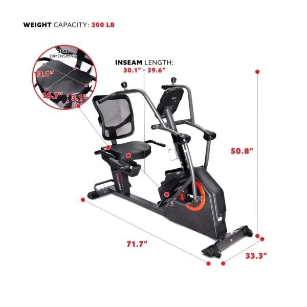 Sunny Health & Fitness Smart Recumbent Cross Trainer Elliptical Exercise Bike Nibeza Style
