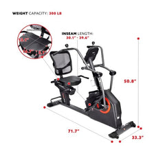 Sunny Health & Fitness Smart Recumbent Cross Trainer Elliptical Exercise Bike Nibeza Style