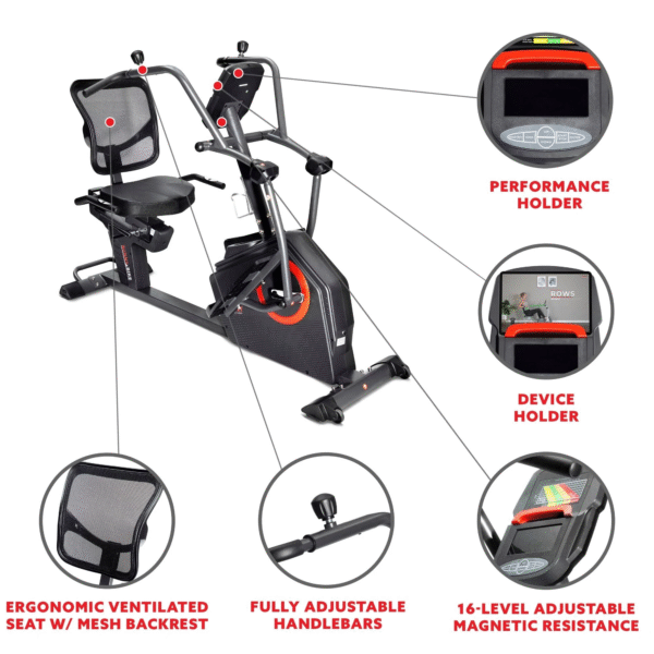 Sunny Health & Fitness Smart Recumbent Cross Trainer Elliptical Exercise Bike – SF-RB4886 SMART Nibeza Style