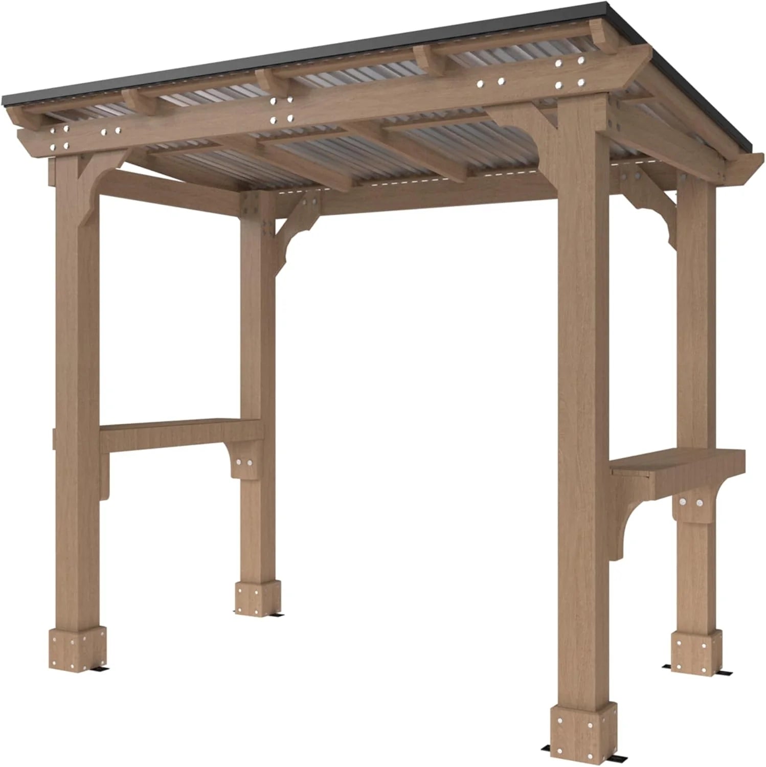 Veikous D Wooden Grill Gazebo Outdoor with Steel Roof Nibeza Style