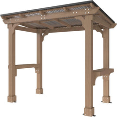 Veikous D Wooden Grill Gazebo Outdoor with Steel Roof Nibeza Style