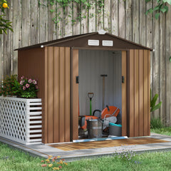 Outsunny 2 x 1 m Steel Shed Outdoor Garden Shed Large Patio Roofed Tool Metal Storage Building Foundation Sheds Nibeza Style